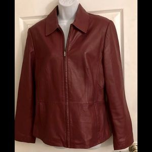 apt.9 lamb skin leather, burgundy zip up jacket. Medium.